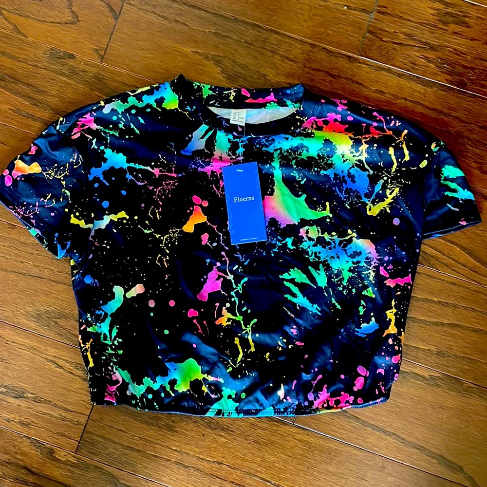 Neon and black colors crop top.